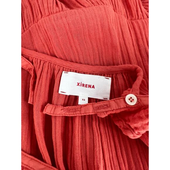 Xirena Rumer Scoop Neck Flutter Sleeve Gauze Tiered Midi Dress in Paprika - Picture 11 of 14